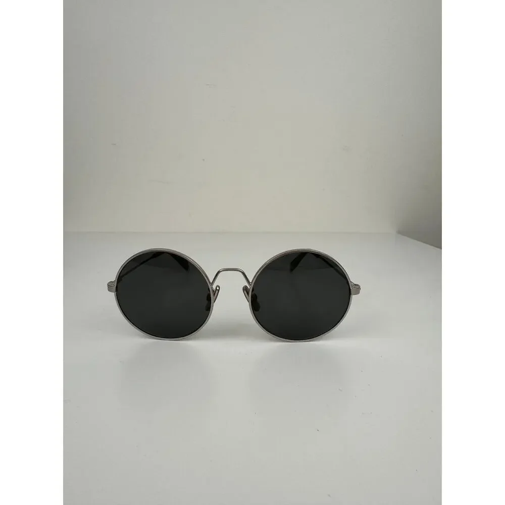 CELINE Unisex Silver Metal Full Frame Dark Gray Lens Polarized Round Sunglasses - Picture 7 of 13